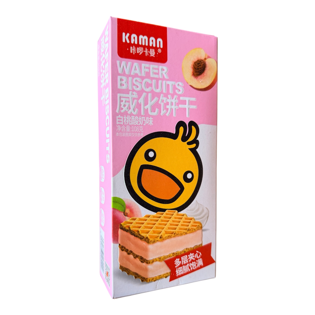 KLKM Peach Wafer Biscuits 108g 咔啰卡曼威化饼干-白桃酸味